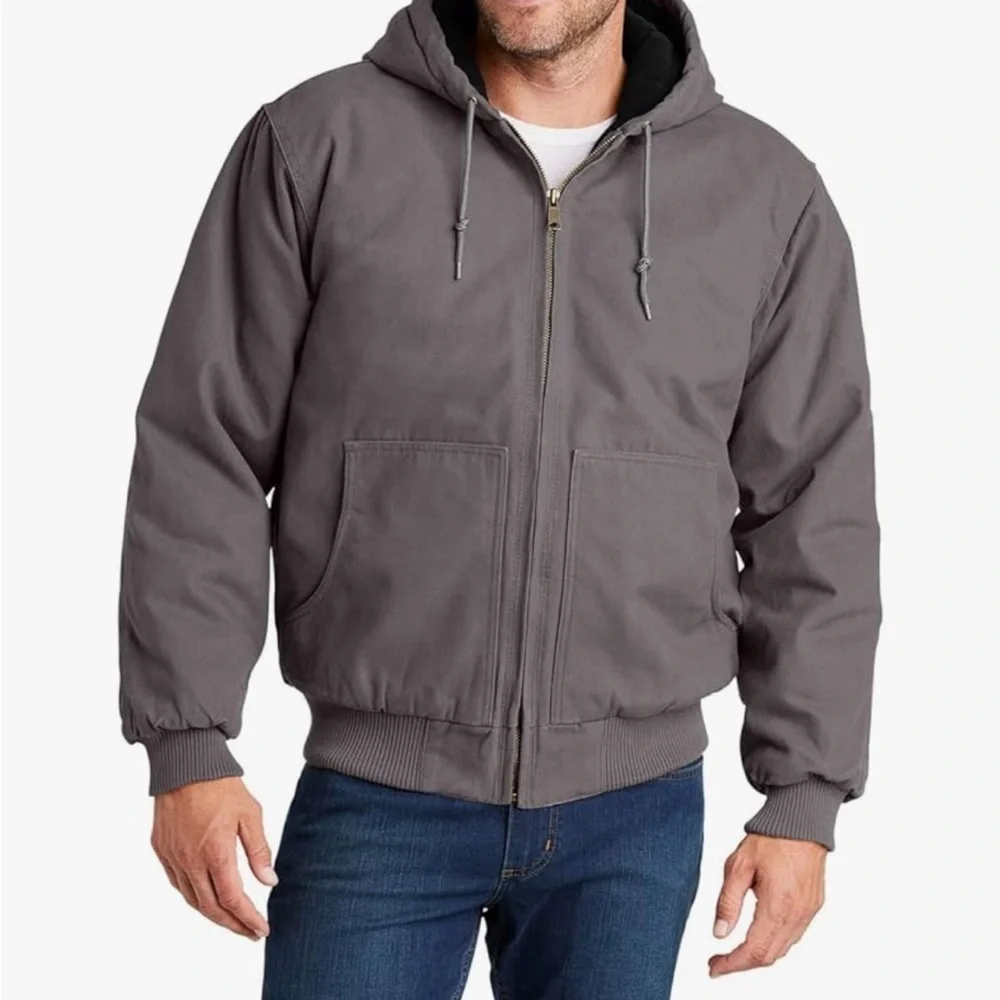 Cornerstone Washed Duck Cloth Insulated Hooded Work Jacket, Metal Grey